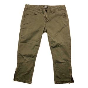 Olive Green, Cropped, Express Jeans